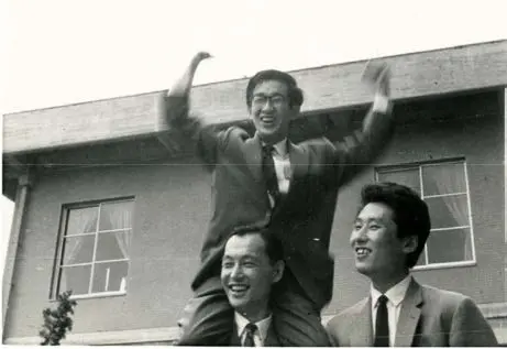 Professor Satio Hayakawa and Toshihide Maskawa