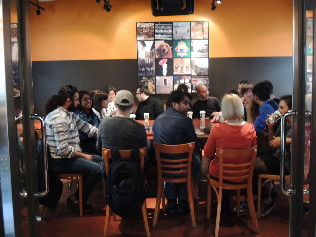 A gathering of international students at Craig's Cafe