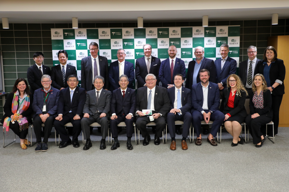 The delegation with representatives of Nagoya University