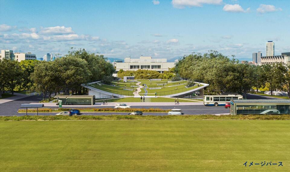 Artist's impression of the new building seen from the Toyoda Auditorium