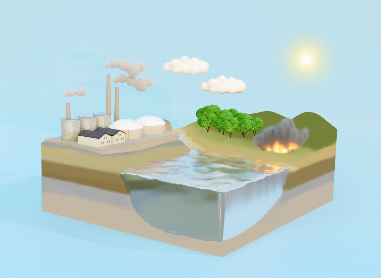 Iron is released by biomass burning as well as fossil fuel combustion into the atmosphere and then transported to oceans. (Credit: Reiko Matsushita)