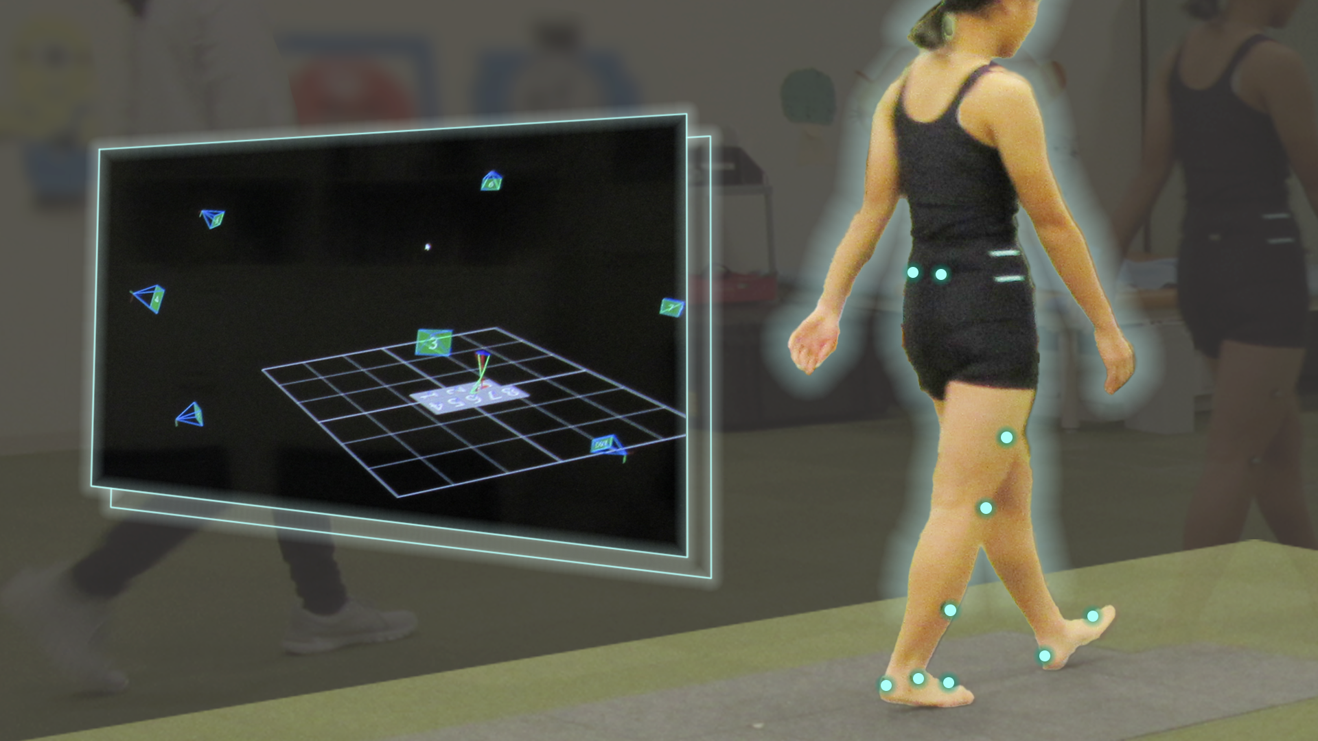 Researchers analyzed 3D gait data recorded via several markers attached on the lower limbs.
(Credit Tadashi Ito, Reiko Matsushita)