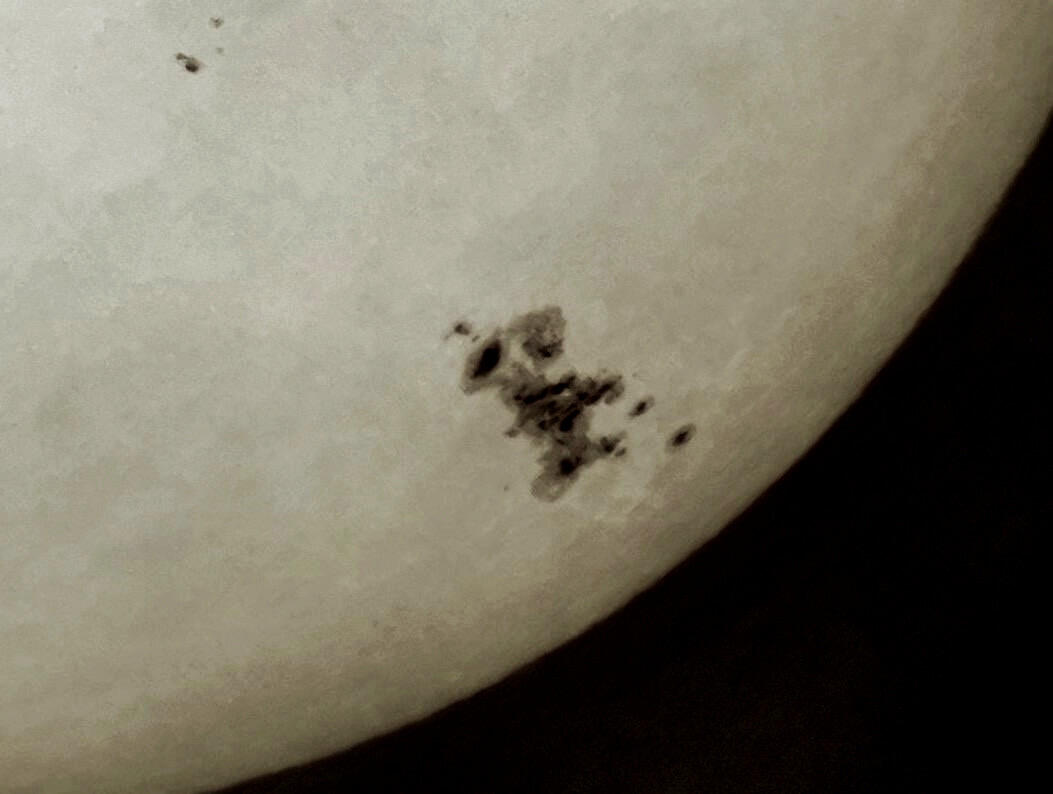 A naked-eye sunspot group on 11 May 2024 as photographed by ©︎ E. T. H. Teague, one of the authors of the said article
(Credit: E. T. H. Teague)