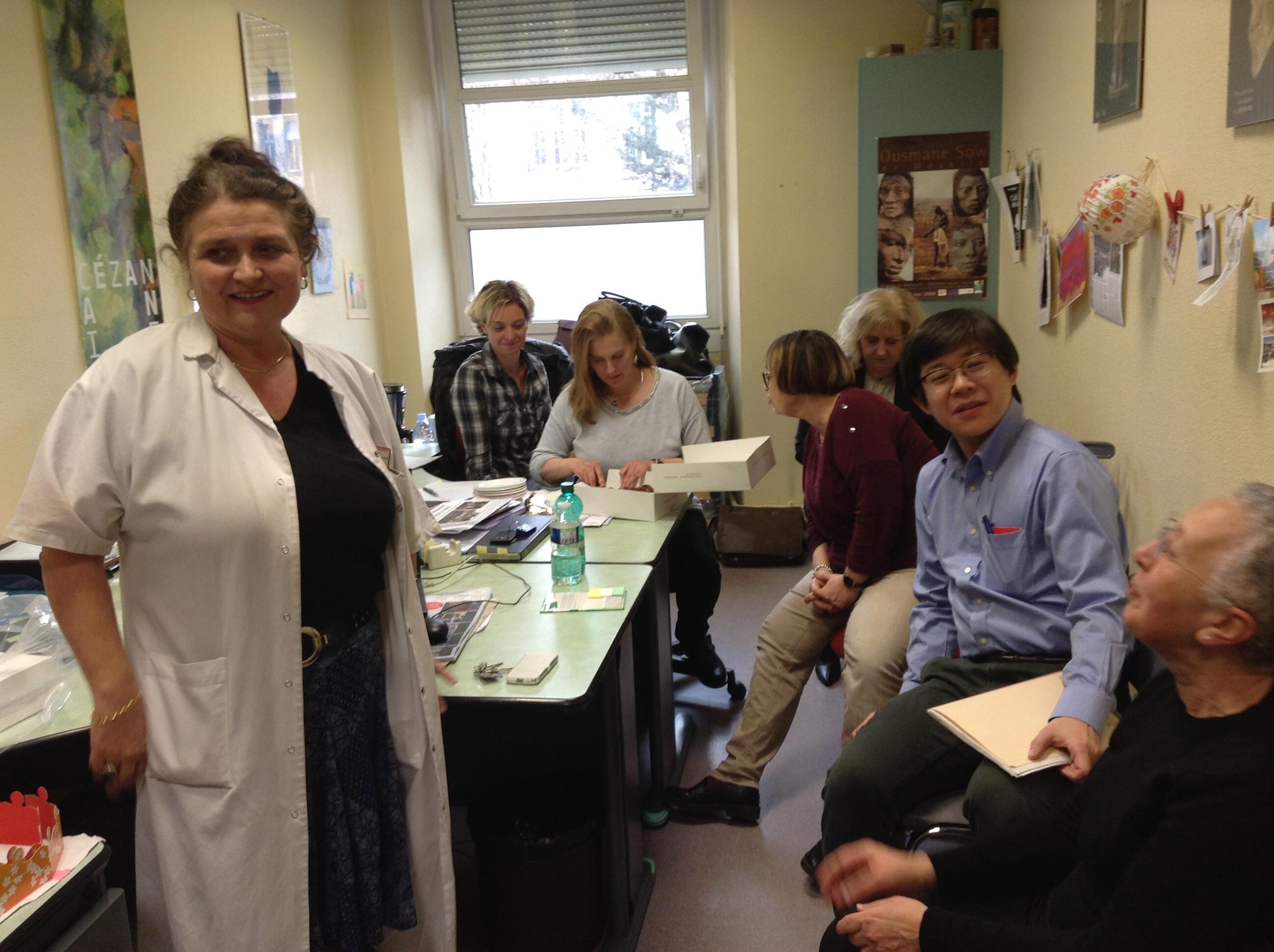 In a meeting room with members of the visiting medical care team of the Medico Psychological Center at the Department of Psychiatry, Faculty of Medicine of Strasbourg University (January 2020)