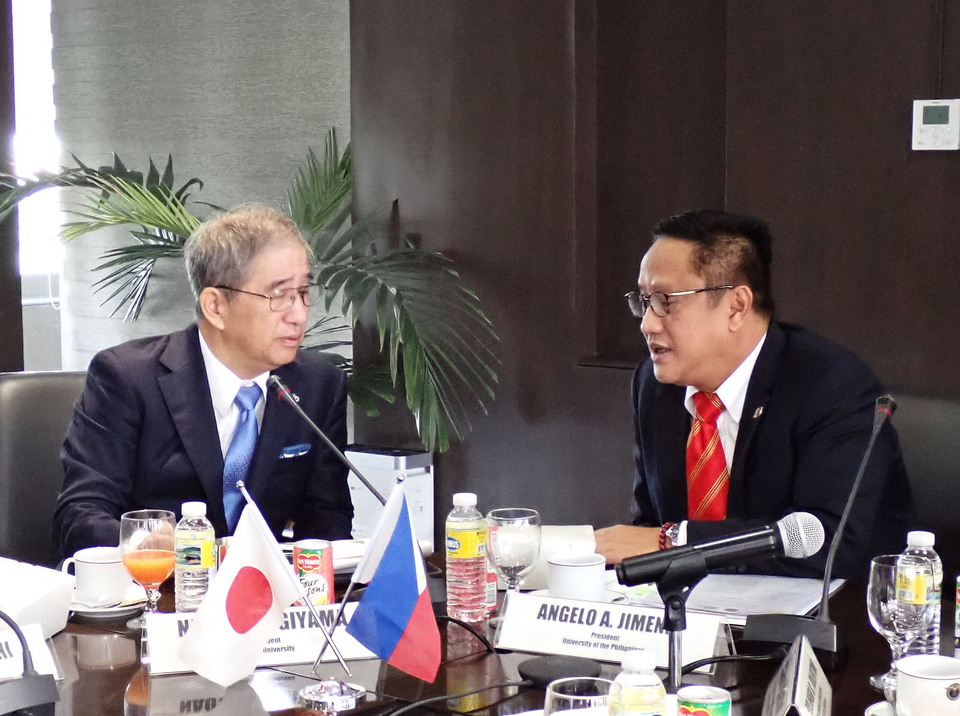 President Naoshi Sugiyama of Nagoya University and UP President Angelo Jiminez discuss relations between their two institutions in the President's Office in Quezon City. (October 9, 2023)