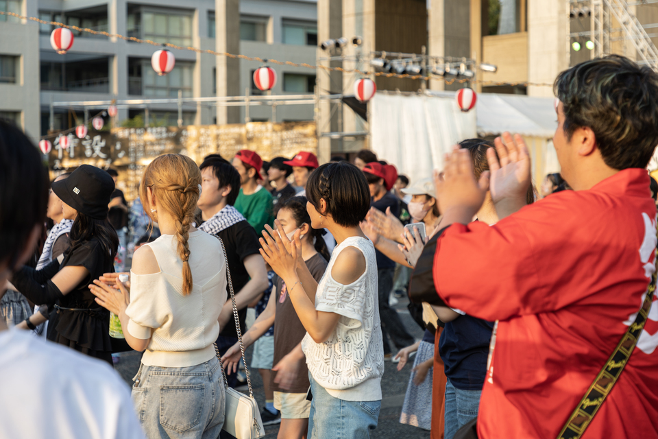 Bon-odori celebrations in the evening sun