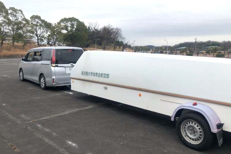 The huge trailer required to transport the glider to the airfield. Weighing in at 1280kg, one of the club members had to obtain a special driving licence to be able to tow it.