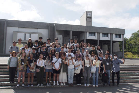 In front of Toyoda Auditorium with the students from UNC Chapel Hill
