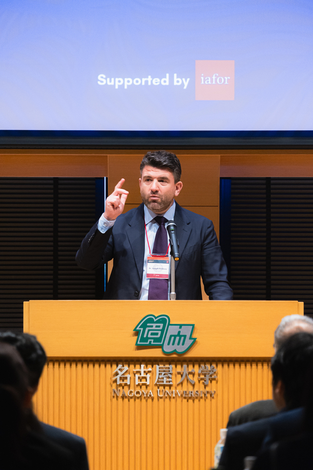 Dr. Joseph Haldane, founder and CEO of IAFOR, gave a welcoming speech at NUMUN Opening Ceremony
