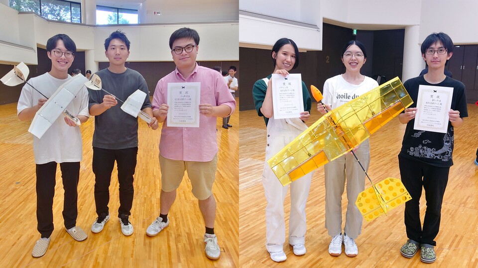 Members of Nagoya University Team A (left) and Gifu University Team A (right).