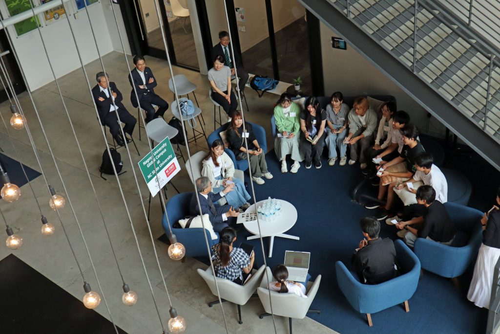 Nagoya University students studying abroad at North Carolina State University meet with Nagoya University President Naoshi Sugiyama