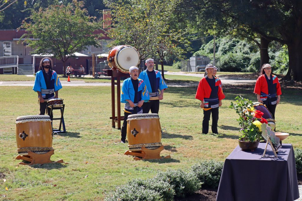 A taiko drum performance was held as part of the dedication ceremony