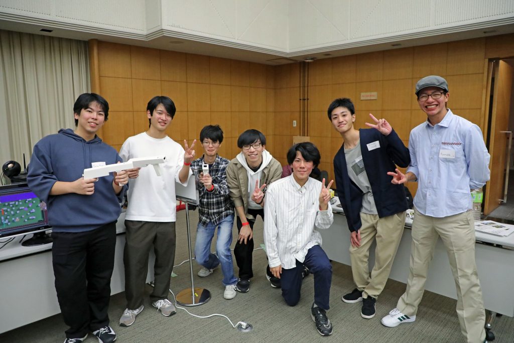 The radio club set up a booth showing off a video game they made