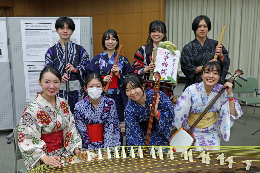 Students from the traditional Japanese instrument club taught interested students how to play at their booth