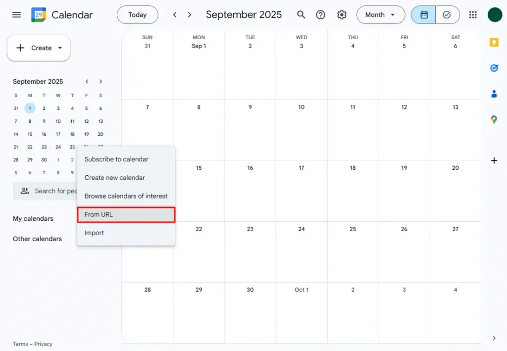 Click “From URL” in the opened menu.