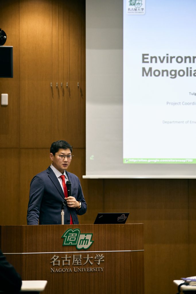 Mr. Mendjargal speaking at podium