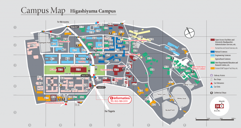 A map of the Higashiyama Campus