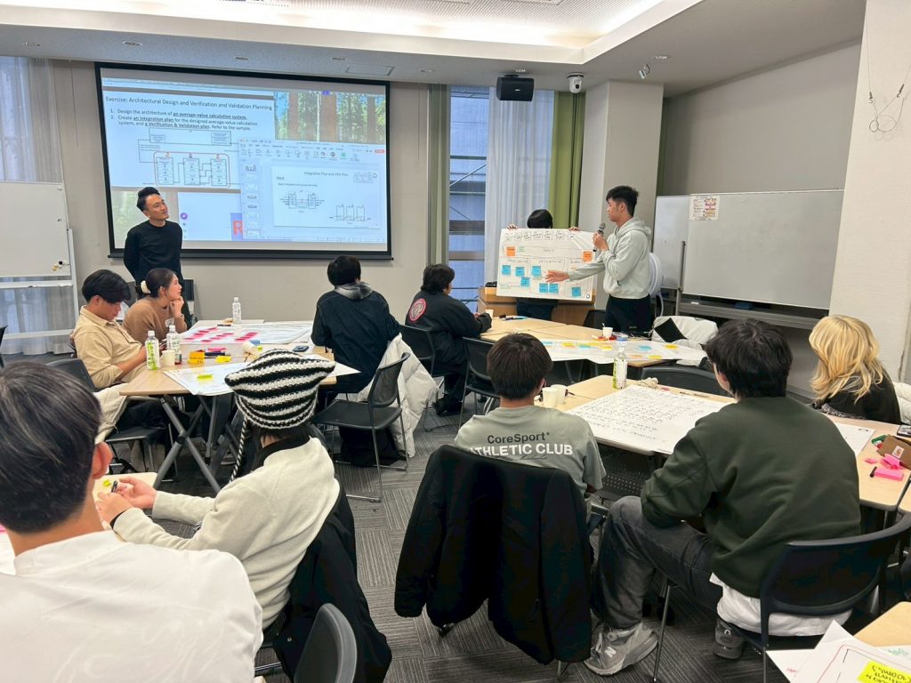 One group of students present their findings during the workshop.