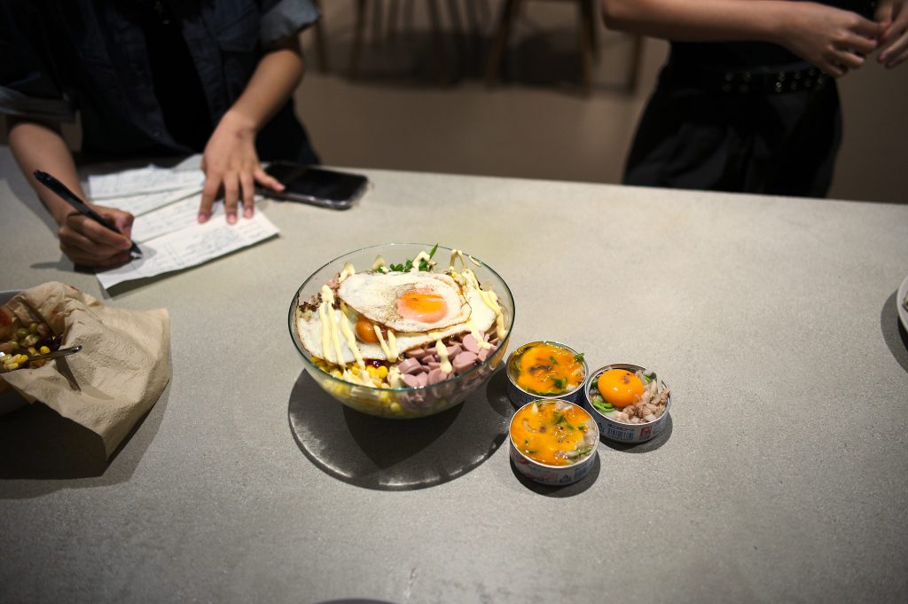 Two of the dishes prepared by students on display side by side