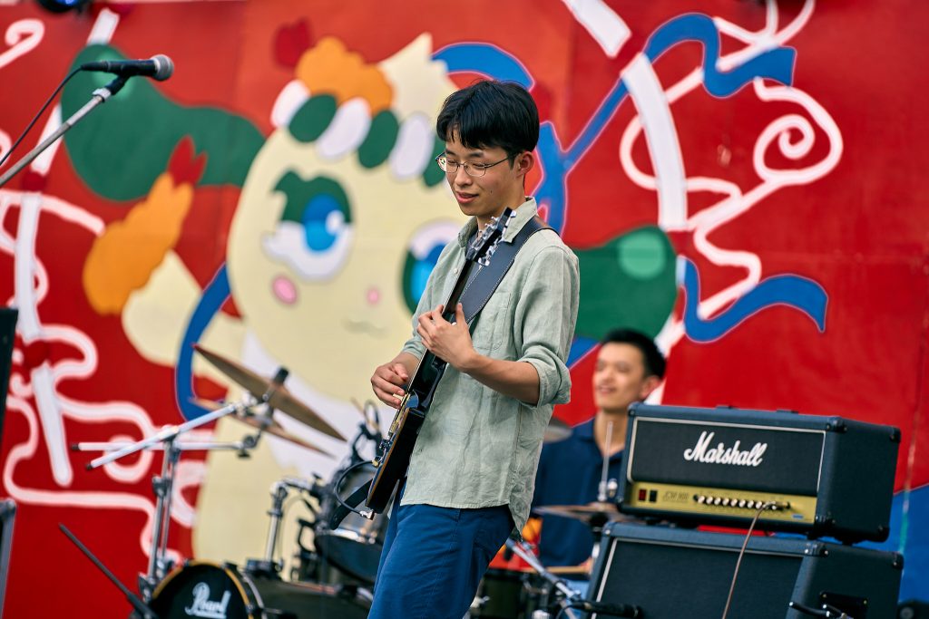 Students performing on stage during the Nagoya University Festival